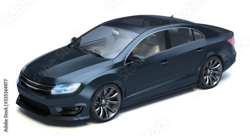 3D rendering of a brand-less generic concept car in studio environment