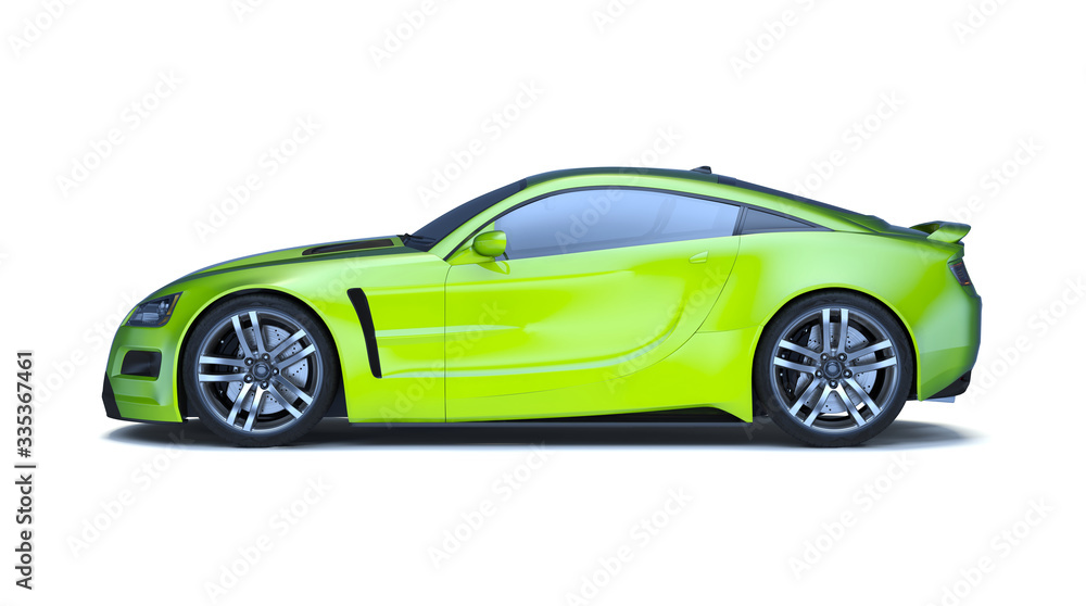 3D rendering of a brand-less generic concept car in studio environment