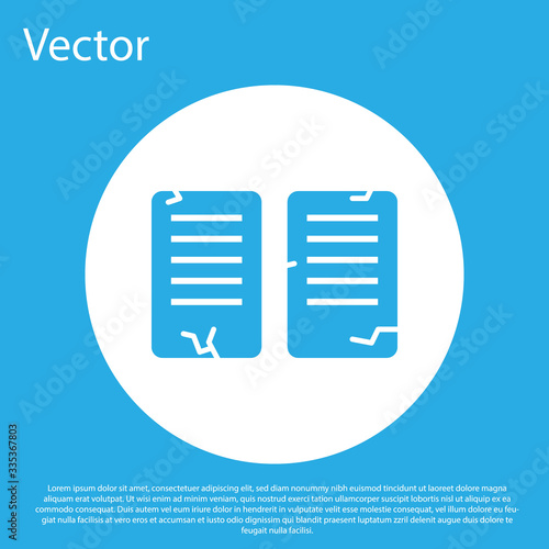 Blue The commandments icon isolated on blue background. Gods law concept. White circle button. Vector Illustration