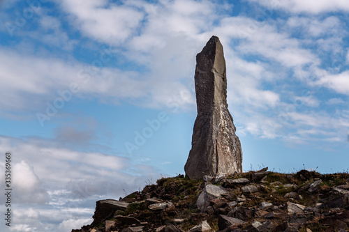 Standing stone at the Shetland Islands at Ueya breck, Unst.