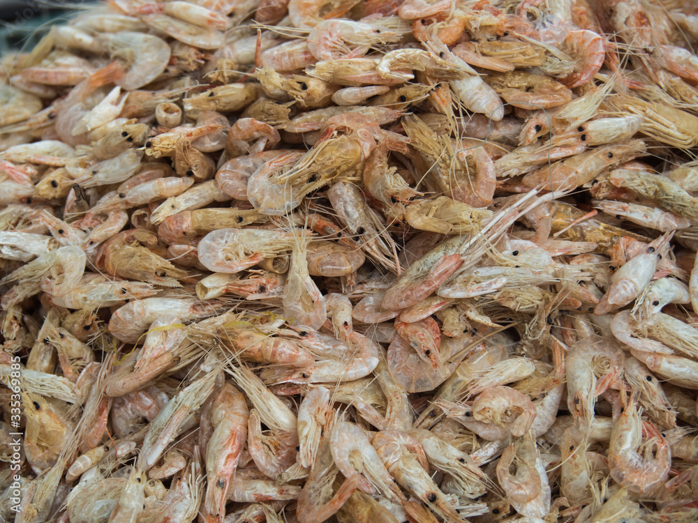 Dried shrimp background.