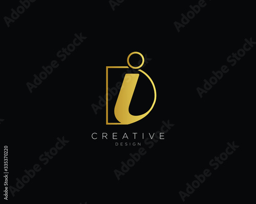Letter DI Logo Design, Creative Minimal DI Monogram In Gold Color