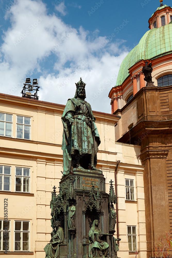 Statue of King Charles IV near Charles Bridge, Prague.