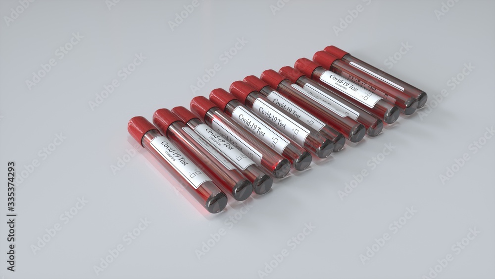 3d realistic render illustration of blood test tubes of coronavirus cover 19 3d realistic render illustration of blood test tubes of coronavirus cover 19