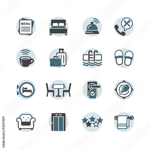 Hotel service vector icons set