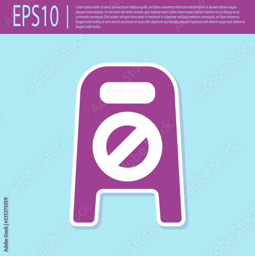 Retro purple Wet floor and cleaning in progress icon isolated on turquoise background. Cleaning service concept. Vector Illustration