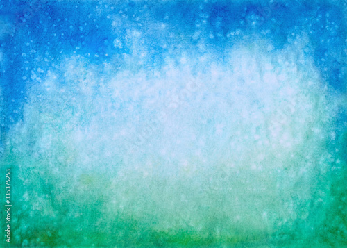 Watercolor background illustration (blue and green splashes)