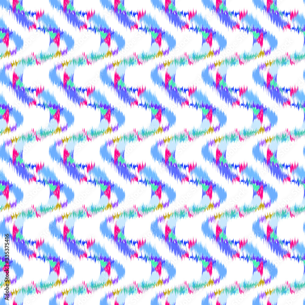 Fototapeta premium Ikat seamless colorful geometric pattern. Abstract background texture. 