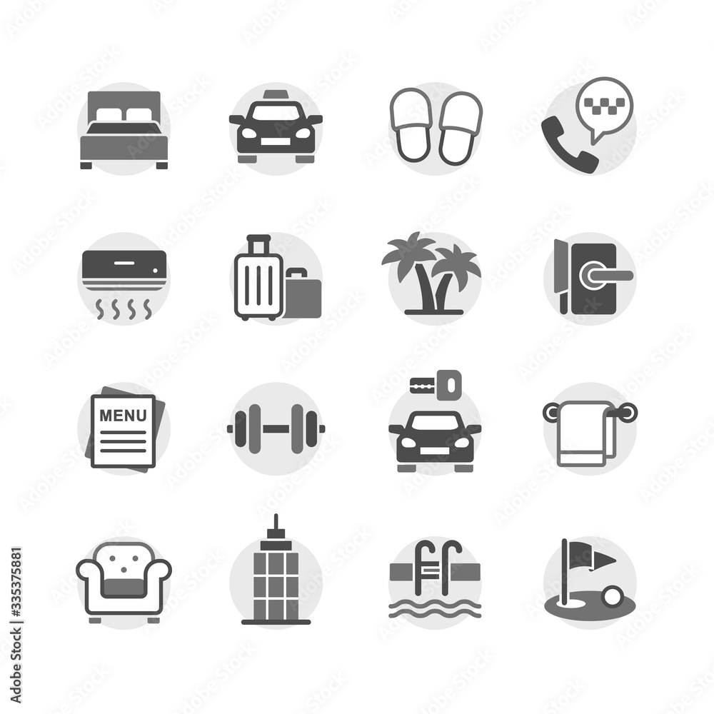 Hotel service vector icons set Hotel service vector icons set