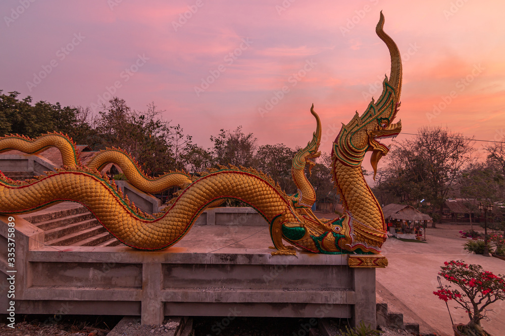 Fototapeta premium Large white Buddha statue at Khao Chad Temple, Udon Thani Province
