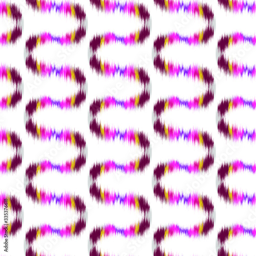 Ikat seamless colorful geometric pattern. Abstract background texture. 