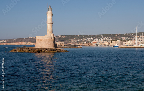 View of the old venitian harbor of Chania in Crete island, Greece