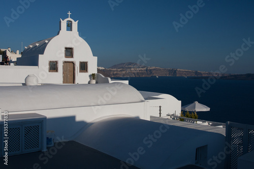 white houses and churches, Santorini, Greece