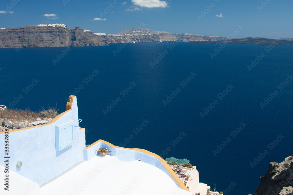 white houses and churches, Santorini, Greece