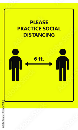 Covid-19 maintain social distancing warning sign vector artwork