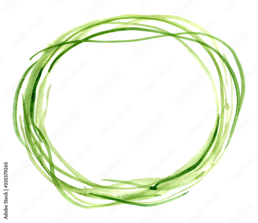 Watercolor illustration of easter wreath. Hand-drawn illustration isolated on white background. Spring green chaplet. Watercolor illustration of easter wreath. Hand-drawn illustration isolated on white background. Spring green chaplet.