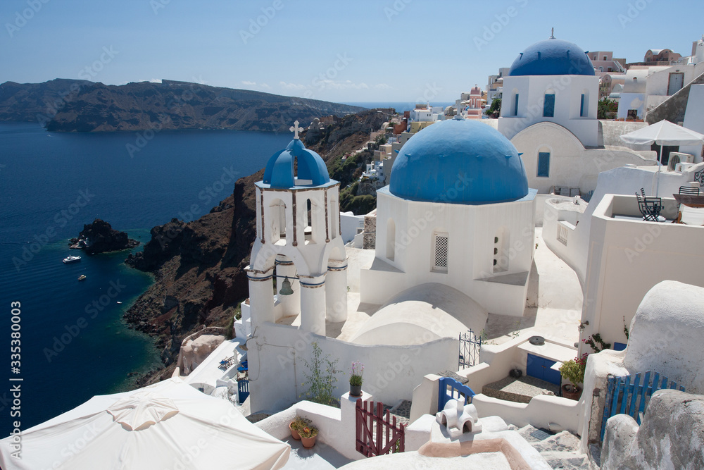 white houses and churches, Santorini, Greece