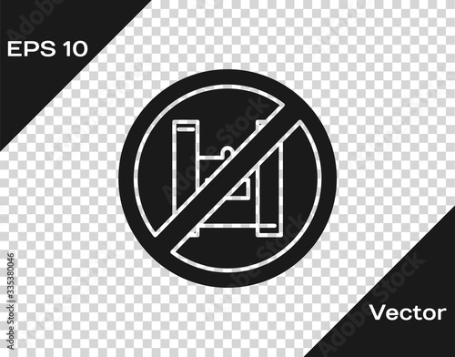 Black Say no to plastic bags poster icon isolated on transparent background. Disposable cellophane and polythene package prohibition sign. Vector Illustration