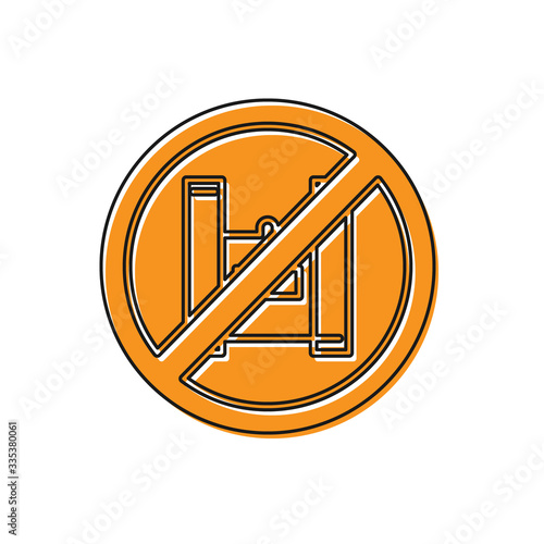 Orange Say no to plastic bags poster icon isolated on white background. Disposable cellophane and polythene package prohibition sign. Vector Illustration