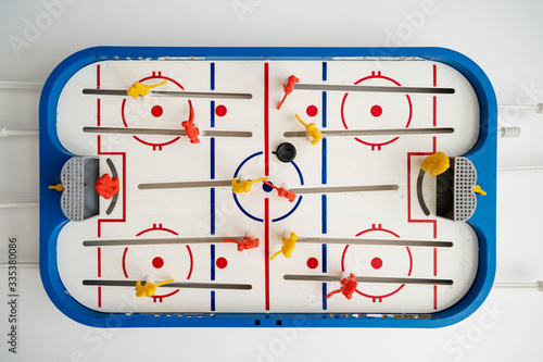 Canvas Print Top view of mini table ice hockey