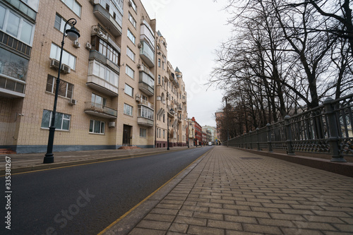 No people at the streets in spring time. Concepts - Stay at home, keep alive. Concepts of social distancing and self-isolation. Coronavirus Pandemic lifestyles © Yury and Tanya