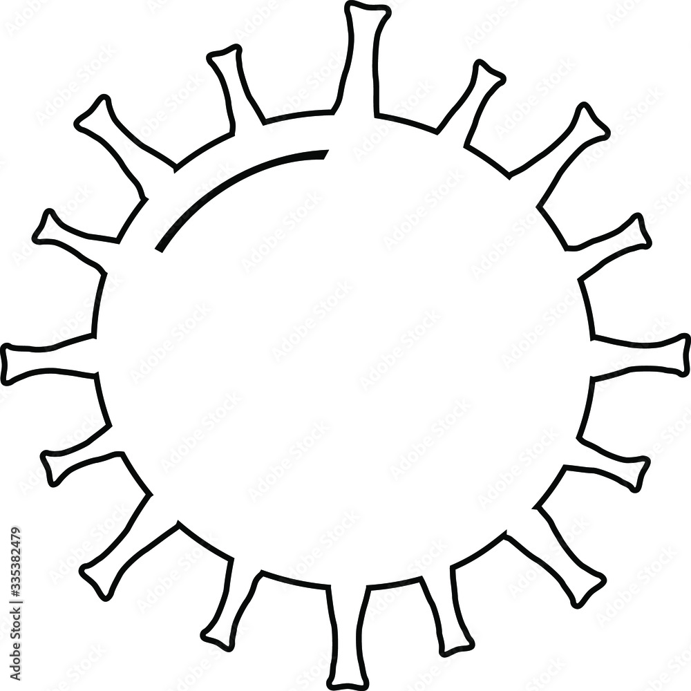 Coronavirus Bacteria Cell Icon, 2019-nCoV Novel Coronavirus Bacteria. Icon isolated, white background. Vector illustration.