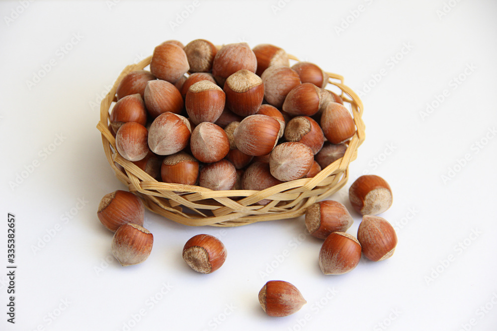 hazelnuts in a basket hazelnuts in a basket