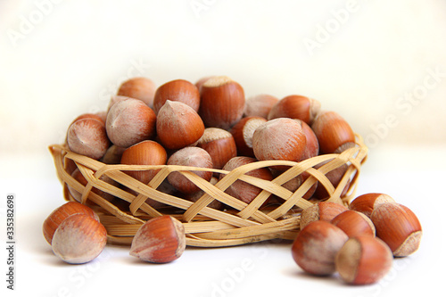 hazelnuts in a wicker basket