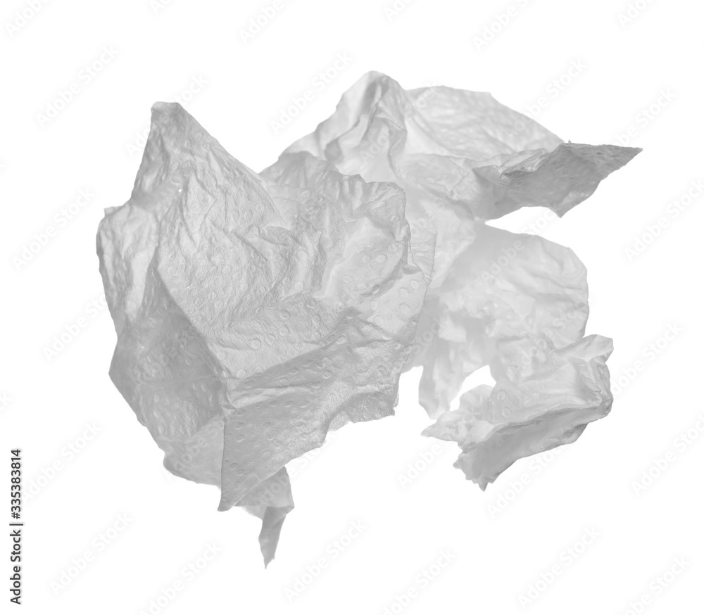 Crumpled toilet paper isolated on white background, clipping path Crumpled toilet paper isolated on white background, clipping path