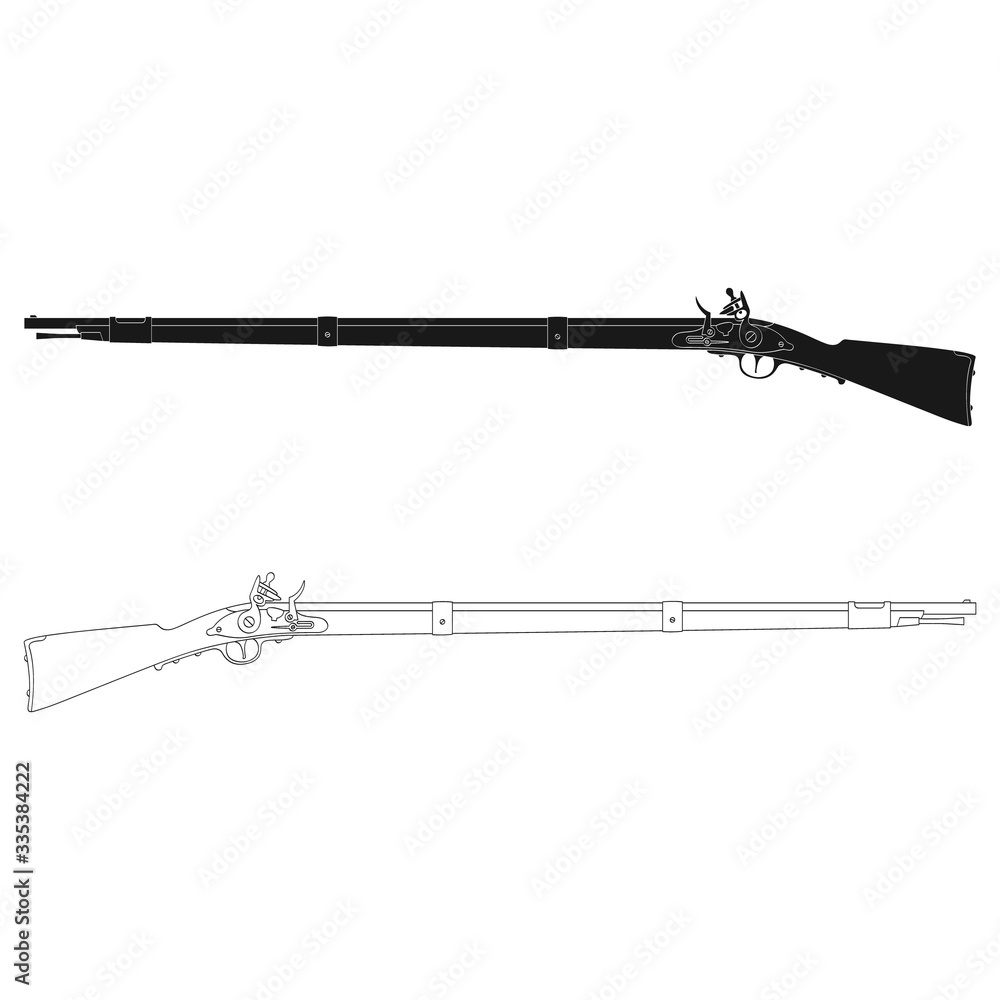 Vector monochrome icon with Antique Rifle Vector monochrome icon with Antique Rifle