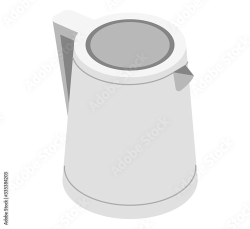 White kitchen teapot as an element for a common kitchen set on a white background isometric illustration vector
