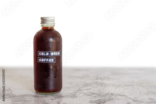 cold brew coffee in a glass bottle