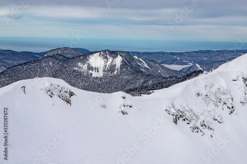 View from Mountain peak in the area of Krasnaya Polyana in Sochi © maxim