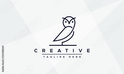 Owl logo design and icon concept in line art modern style.