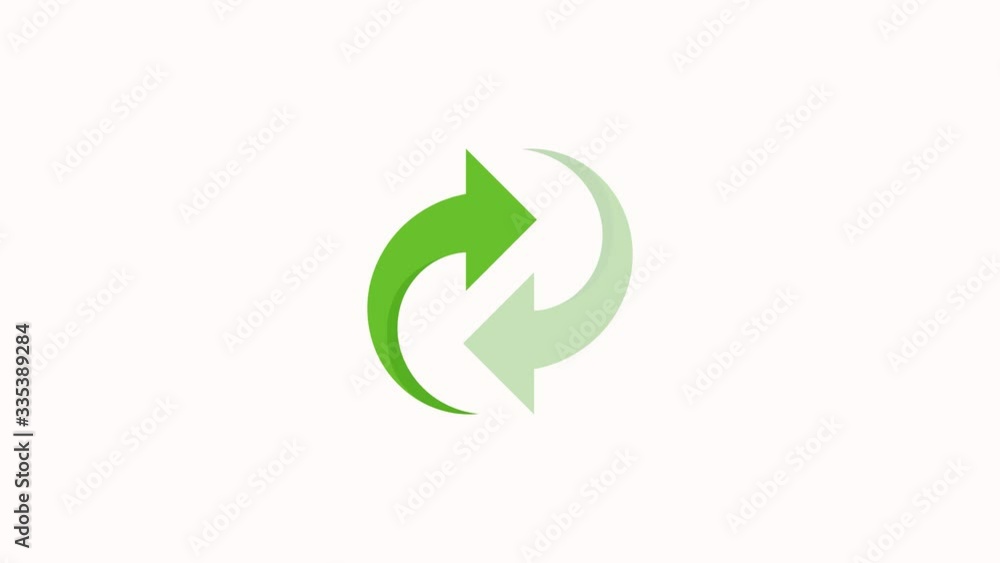 Recycle Icon Green Color with Shadows. Save The Planet. Animation with Rotating. Concept of Environment Protection. White Background Recycle Icon Green Color with Shadows. Save The Planet. Animation with Rotating. Concept of Environment Protection. White Background