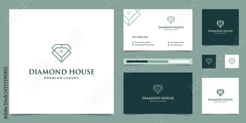 diamonds and house. abstract design concepts for real estate agents, hotels, residences. symbol for building. logo design and business card templates.