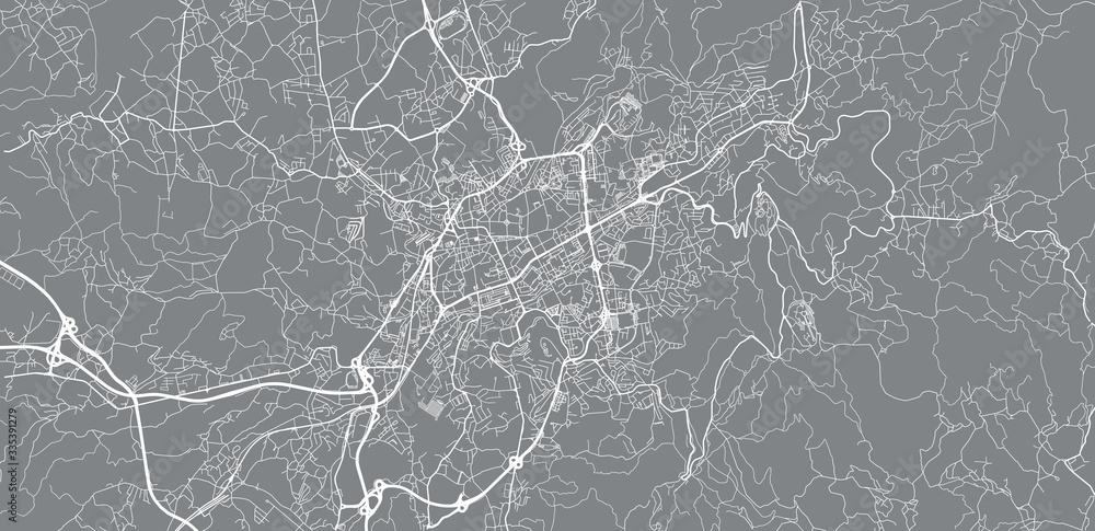 Obraz premium Mapa miasta miejskiego wektor Braga, Portugalia