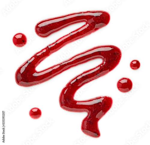 Photography blackcurrant jam on white background
