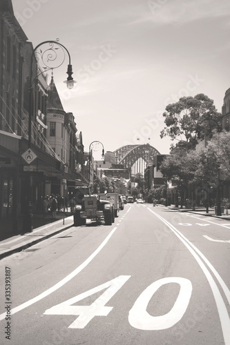 Photography Sydney street with speed limit sign written on the asphalt