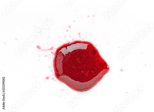 blackcurrant jam on white background