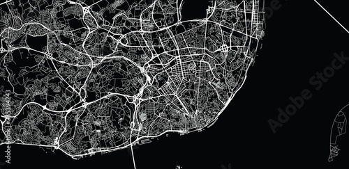 Urban vector city map of Lisbon, Portugal