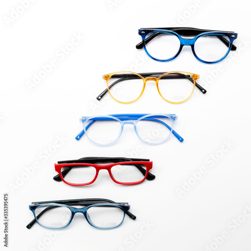children’s glasses with diopters on a white background
