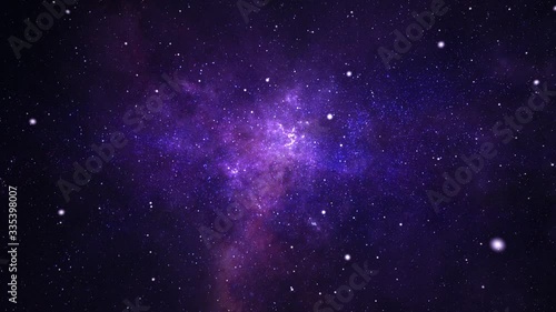 Flying through space passing stars. 4k motion design Loop Animation for Science, astronomy, Nebula, Dust particles Clouds Starfield Space travel concept. photo