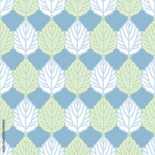 Abele tree leaves vector repeat pattern. Minimalist Silverleaf greenery seamless illustration background.
