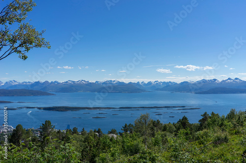 Panoramic mountain view with some islands in the fjord in Molde, Norway © Valmond