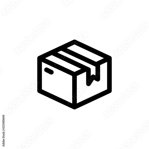 Package Box Unboxing Outline Icon Vector Illustration
