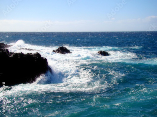 Atlantic Ocean waves crashing on the shore of Tenerife