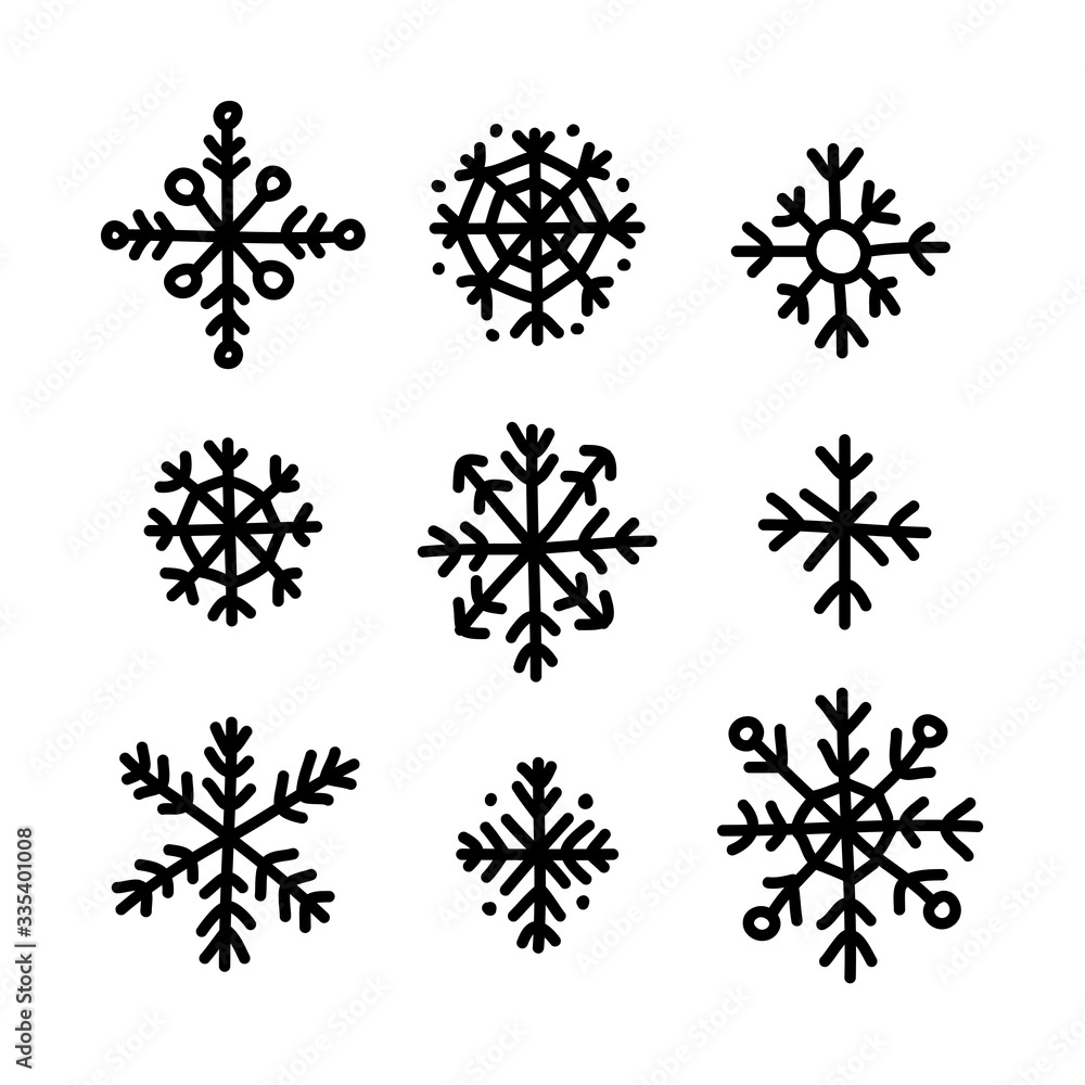 snowflake doodle icon, vector illustration