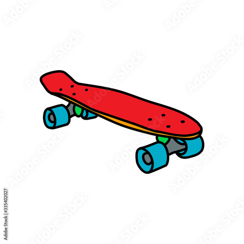 penny board doodle icon, vector illustration