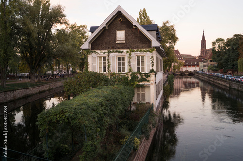 House on a channel in French city Strasbourg 